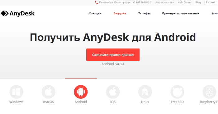 AnyDesk 웹 사이트