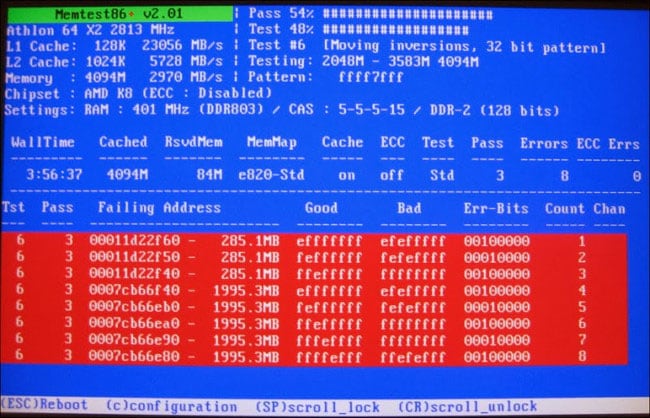 MemTest86 유틸리티를 사용하여 RAM 확인